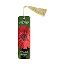 Metal Ayraç Model 12 - Besmele, Kırmızı Çiçek