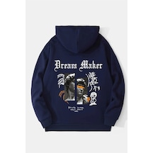 Uyguntarz Dream Maker Baskılı Unisex Oversize Sweatshirt Lacivert
