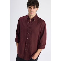 D'S Damat Ds Damat Comfort Bordo Flamlı Pamuk-keten Yazlık Gömlek 6hc02ort01304 Çok Renkli