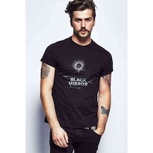 Black Mirror Cover Metal Rock Müzik Baskılı Siyah Erkek Tshirt