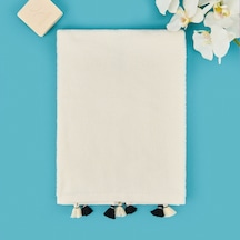 Soft Thea Püsküllü Yüz Havlusu - Beyaz - 50x70 Cm Renkli