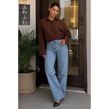 Madmext Kahverengi Keten Kadın Gömlek Mg2797
