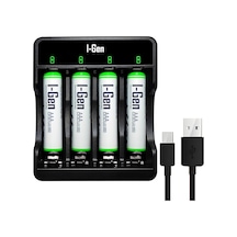 G490 4'lü Pil Şarj Aleti + 4 Adet Aaa 900 Mah İnce Şarjlı Kalem Pilli Set 1.2v Ni-mh