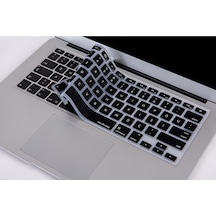 Apple Uyumlu MacBook Air Pro Klavye Koruyucu Türkçe Q Baskılı Us Klavye Silikon Kapak Siyah