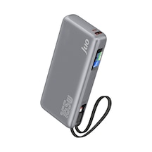 Juo 20000mah 165w Led Ekranlı Type-c Kablolu Powerbank Usb-a + Usb-c Apple Uyumlu Macbook Notebook Telefon Taşınabilir Pd Hızlı Şarj Cihazı Gri