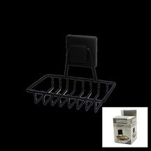 Siyah - Metal Katı Sabunluk Kare Güçlü Yapışkanlı 11x12.5x11cm 4172 Çok Renkli