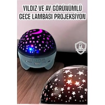 Gece Lambası Projeksiyon Görünümlü Şarjlı Yıldızlı Yuvarlak