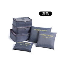 Mufunye Fabrika Satışı Oxford Kumaş 6 Parçalı Seyahat Seti - Takım Elbise Ve İç Çamaşırı Organizasyon Çantası Gri Gri