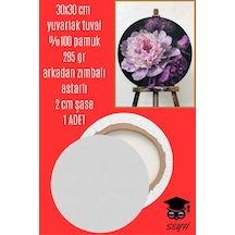 30x30 Cm Yuvarlak Tuval %100 Pamuk 285 Gr Arkadan Zımbalı Astarlı 2 Cm Şase 1 Adet