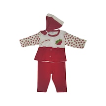 Kız Bebek Alt Üst Takım Kırmızı - Beyaz Çilek Desenli 119 Kırmızı