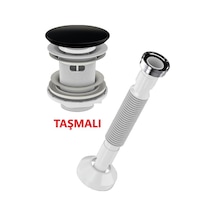 Lavabo Sifonu Clik-Clack Pup-Up Siyah Seramik Kafa Taşmalı