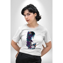 Cadılar Siyah Güller Unisex Unisex Beyaz Organik Baskılı T-shirt Penye Yüksek Kalite Beyaz