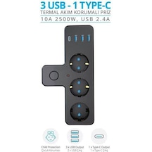 3'lü Akım Korumalı Priz Çoğaltıcı 2500w 3xusb 2.4a 1xtype-c Diğer