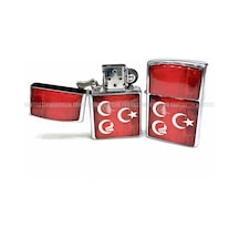 Bozkurt 3 Hilal Ay Yıldız Osmanlı Tuğra Gümüş Benzinli Çakmak N11.291