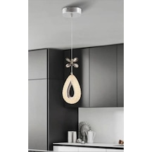 Damla Gümüş Tekli 3 Renk Ledli Kumandasız Modern Led Avize