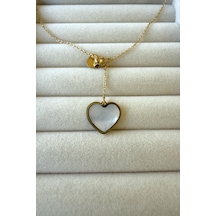 Jewels Of Hope Altın Rengi Ay Taşı Kalpli Kolye 316l Paslanmaz Çelik Antialerjik 57 Cm Altın
