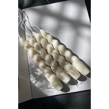 Kıvrımlı Şamdan Mumları - Zarif Ve Sade Şıklık / 4 Parça Set Beyaz