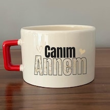 Canım Annem Baskılı Kırmızı Kulplu C Fincan