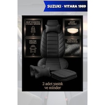 Suzuki Vitara 1989 Uyumlu Siyah Renk Premium Lüks 2 Adet Minder Ve Yastık