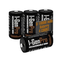 I-gen Pro Hr20 D Büyük Boy 10.000 Mah Şarj Edilebilir D Boy 1.2v Ni-mh Şarjlı Pil 4'lü Paket