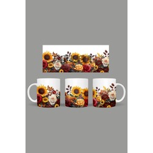 Çiçek - Floral Temalı Kupa Hediyelik Sunumluk Çeyizlik Kahve Fincanı Model 431