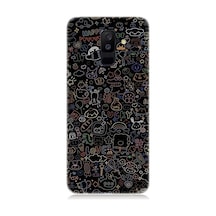 Samsung Galaxy A6 Plus Uyumlu 8 Bit Sevimli Karakterler Desenli Silikon Kılıf