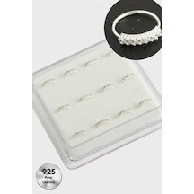 Zirkon - 837 - Tek Taş Halka Gümüş Hızma 12 Adet - - Muratech - Gümüş Rengi