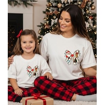 Aselinda Fiyonk Baskılı Yılbaşı Temalı T-shirt Aile Kombin Tişört Kombin Yapmak İçin Ürün Ekleyiniz Beyaz