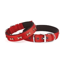 Doggie Comfort Dokuma Kemikli Köpek Boyun Tasması Medium Kırmızı