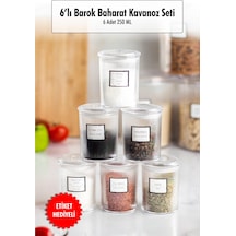 6'lı Barok Yuvarlak Baharat Kavanoz Seti & Saklama Kabı & Erzak Kabı 6 250 Ml Sarı