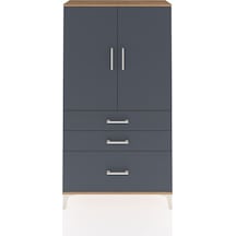 Arges Dolap Tek Raflı 3 Çekmeceli Tek Askılı 88x30x163 Çam-antrasit Atlas Çam