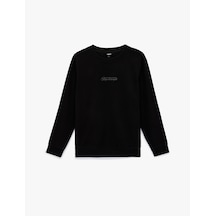 Koton Regular Fit Uzun Kollu Baskılı Bisiklet Yaka Sweatshirt Siyah 6sam70017mk Siyah