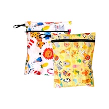 2 Adet Sıvı Geçirmeyen Çok Amaçlı Çanta, 30 X 35 Cm Jungle Ve 37 X 30 Cm Summer Desen, Yıkanabilir, Ekonomik Set Çok Renkli