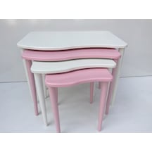 Zigon S Model Kayın Torna Retro Ayak Parlak Pembe-Beyaz Renk Mdf