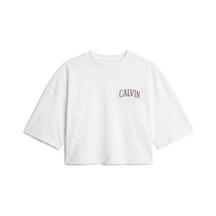 Calvin Klein Ss Boxy Cropped Back, Yaf Beyaz Kadın T-shirt