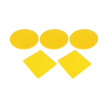 Shineyee Mutfak Isı Dayanıklı Silikon Yemek Tabağı Tutucu - 5 Adet 3 Daire + 2 Kare Mavi, Ocak Fırın Mikrodalga Güvenli, Sıcak Kaplar İçin Anti Kayma Yalıtım垫