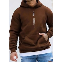 Kozia Outdoors Malkoçbey Kapüşonlu Baskılı Oversize Unisex Sweatşhirt Kahve Kahve