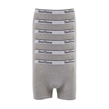 6 Adet Feelline Gri Pamuklu Doğal Likralı Erkek Boxer Beden: Xl Standart