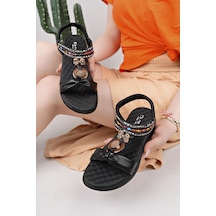 Nesilshoes Nesil Shoes Dvm 08 Siyah Masaj Tabanlı Kadın Sandalet