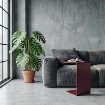 Modern Metal Yan Sehpa/minimal C Sehpa/ Salon, Koltuk Yanı Sehpası Bordo