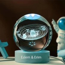 Kişiye Özel Büyük Boy Şıklı Güneş Sistemi Kristal Küre Masa Lambası