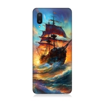 Samsung Galaxy A02 Uyumlu Kızıl Deniz Yelkenli Gemi Desenli Silikon Kılıf
