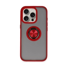 Sh Newface Apple iPhone Uyumlu 16 Pro Max Kılıf Montreal Yüzüklü Silikon Kapak - Kırmızı Najmaddin