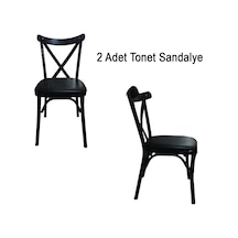 Sungur Çapraz Metal Thonet Siyah 2 Li Sandalye