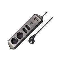 Estilo Mutfak Ve Ofis Için Çelik Yüzeyli Köşeli 4 Soketli 2 Usb Li 2 Mt Uzatma Kablo 1
