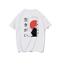 Brz Collection Oversize Japanese Ikigai T-shirt-beyaz Beyaz