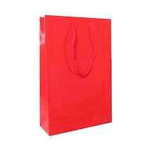 12X17 Cm  Kırmızı Düz Renk Tutma Ipli 25 Li Karton Çanta