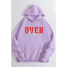 Uyguntarz Unisex Over Thinking Baskılı Sweatshirt Lila
