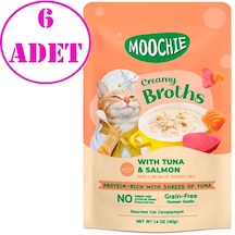 Moochie Tahılsız Parça Ton Balığı Somonlu Kedi Çorbası 6 x 40 G