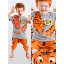 Roar Kaplan Turuncu Erkek Çocuk Yazlık T-shirt Kapri Şort Takım